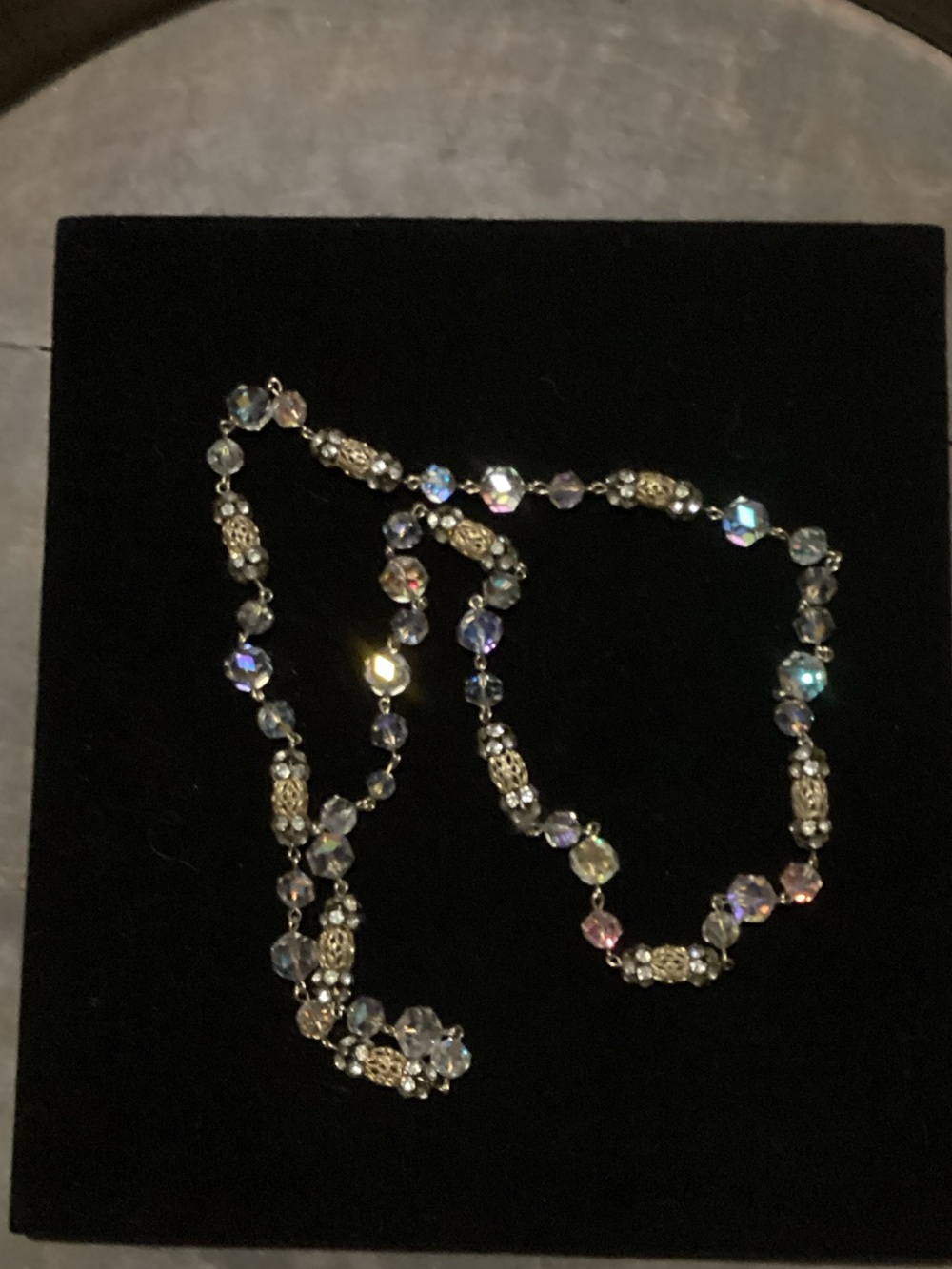 Aurora Borealis Crystal Beaded Necklace - Women's Jewelry